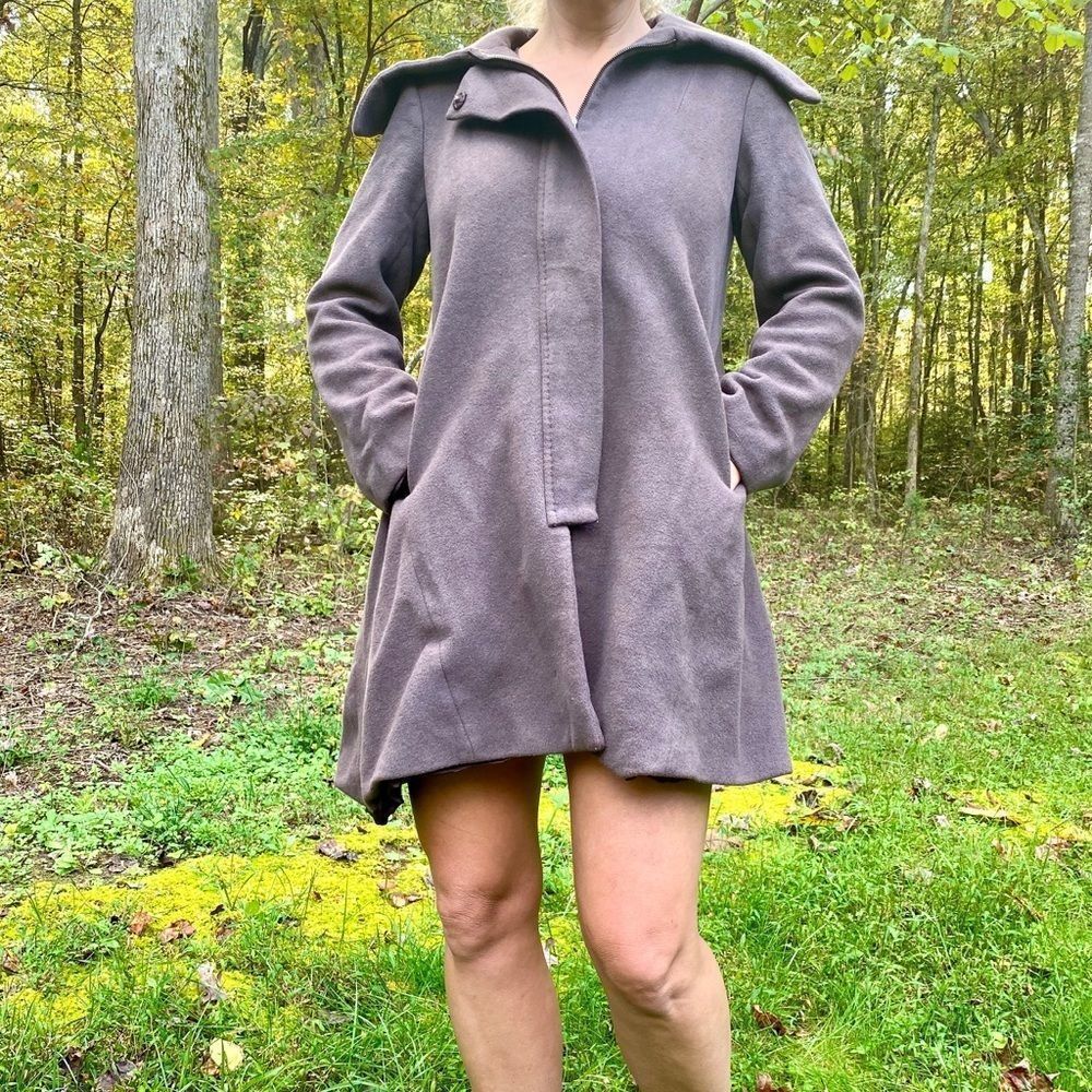Zara Woman Brown Wool Angora Blend Winter Coat Size S